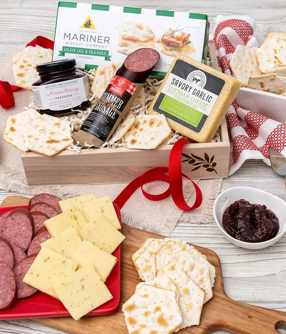 Sausage, Cheese and Crackers Basket - ROSE GARDEN