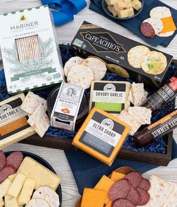 Sausage, Cheese and Crackers Basket - ROSE GARDEN