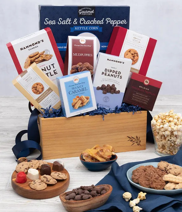 Sweet and Salty Chocolate Treats Basket - ROSE GARDEN
