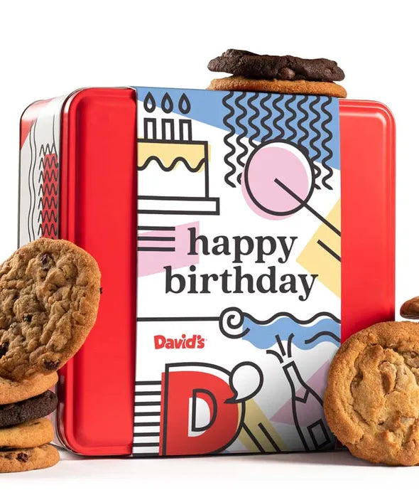 1lb Tin of Fresh Baked Birthday Cookies - ROSE GARDEN