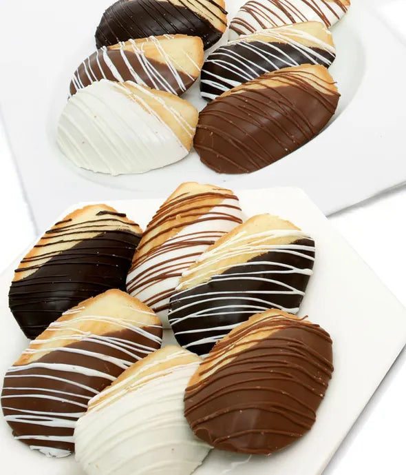 Chocolate Dipped Madeleine Cookies - 12 Pieces - ROSE GARDEN