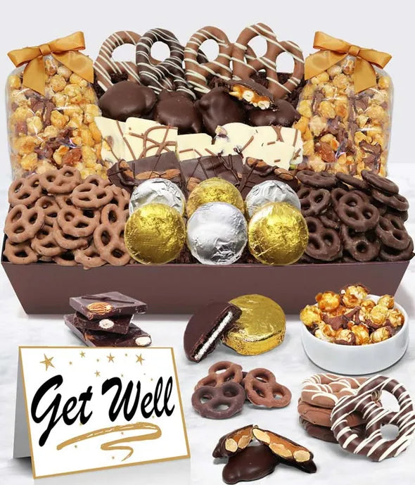 Get Well - Belgian Chocolate Covered Snack Tray - ROSE GARDEN