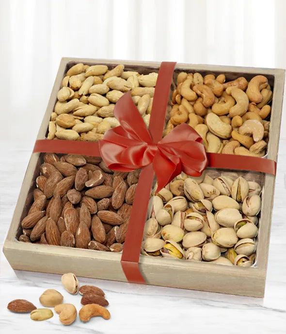 Fancy Assorted Nuts in a Wood Tray - ROSE GARDEN