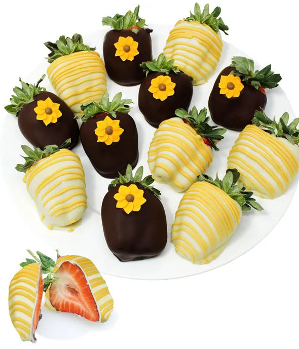 Sunflower Chocolate Covered Strawberries - ROSE GARDEN