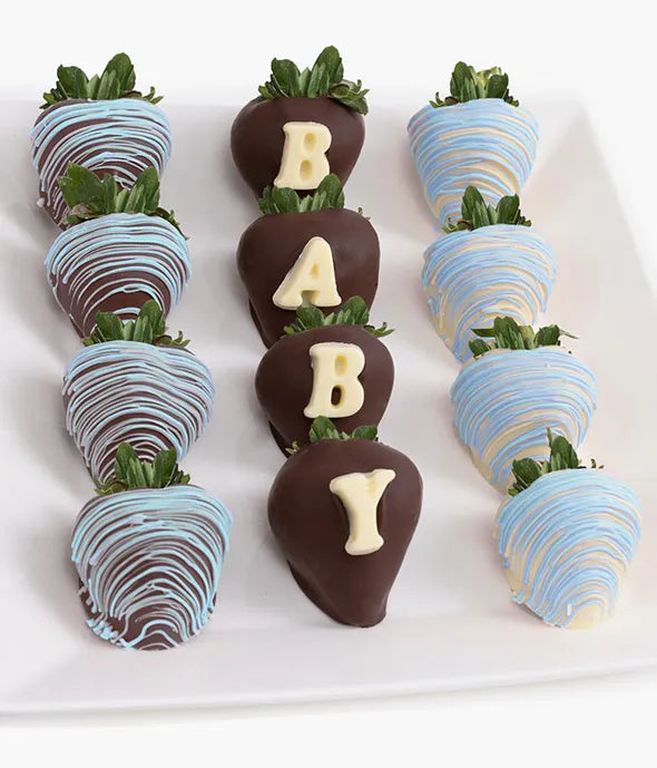 1 Dozen Baby Girl Belgian Chocolate Covered Strawberries - ROSE GARDEN