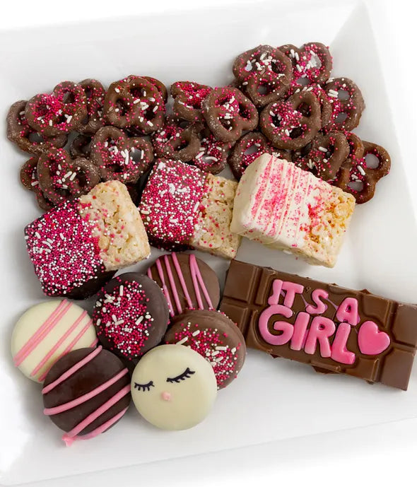 Baby Girl Belgian Chocolate Covered Treat Sampler - ROSE GARDEN