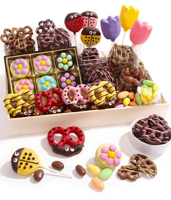 Spring Chocolate Covered Gift Basket - ROSE GARDEN
