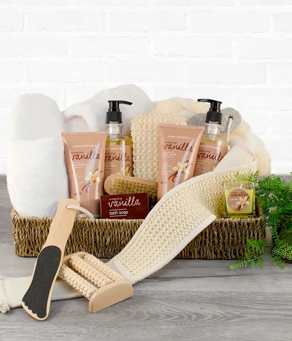 Vanilla Sunrise Spa Basket - ROSE GARDEN