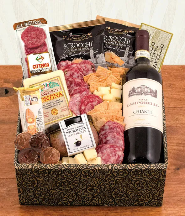 Italiano White Wine & Antipasto Gift Box - ROSE GARDEN