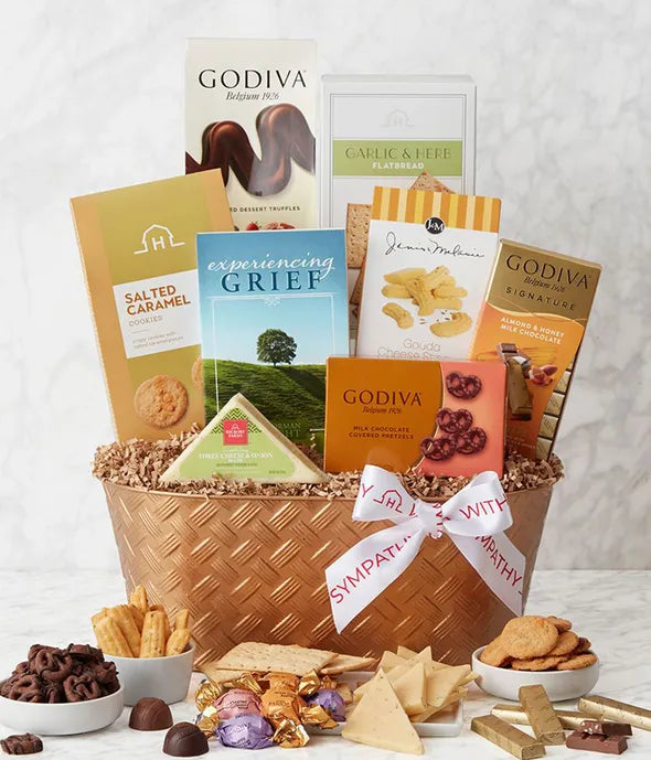 With Care Gourmet Sympathy Gift Basket - ROSE GARDEN