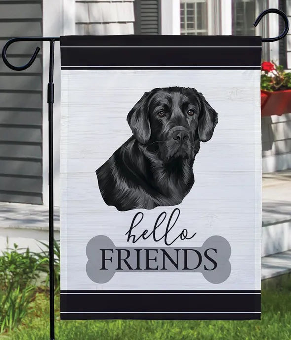 Hello Friends Pug Garden Flag - ROSE GARDEN