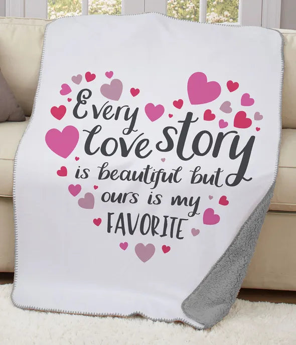 Every Love Story Sherpa Blanket - ROSE GARDEN