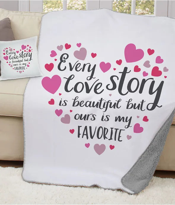 Every Love Story Sherpa Blanket - ROSE GARDEN