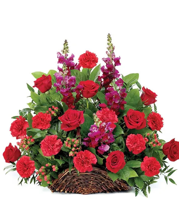 Classic Fireside Sympathy Basket - ROSE GARDEN