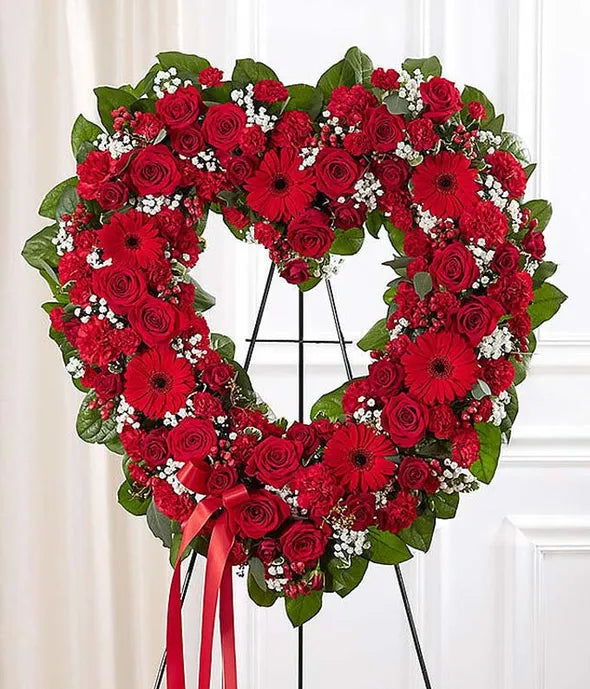 Red Mixed Standing Open Heart - ROSE GARDEN