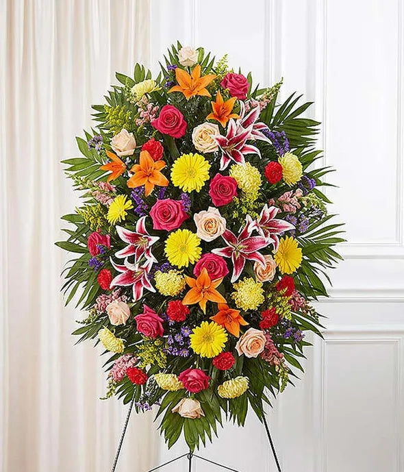 Multicolor Bright Sympathy Standing Spray - ROSE GARDEN