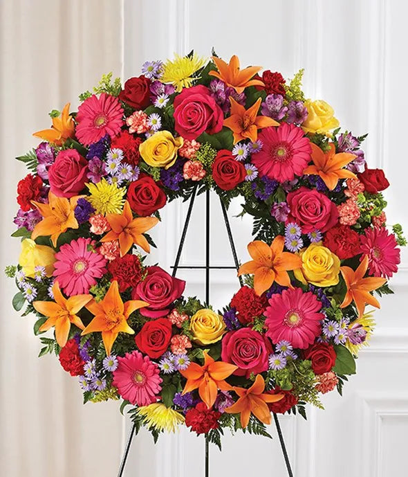 Multicolor Bright Standing Wreath - ROSE GARDEN