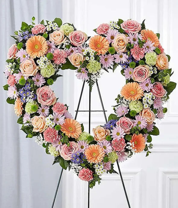 Multicolor Pastel Standing Open Heart - ROSE GARDEN