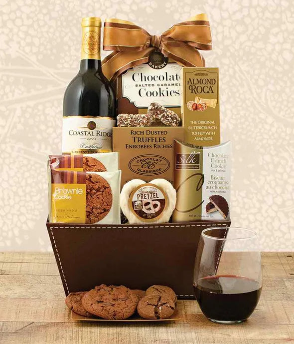 Chocolate & Cabernet All Day Basket - ROSE GARDEN
