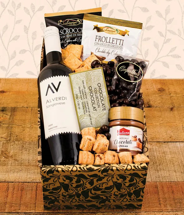 Italian Red Wine & Cookies Gift Box - ROSE GARDEN