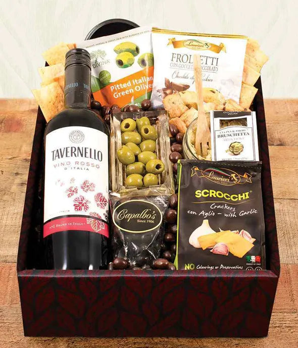 Italian Red Wine & Cookies Gift Box - ROSE GARDEN