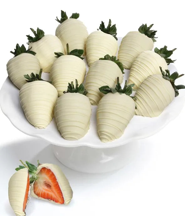 Belgian White Chocolate Covered Strawberries - ROSE GARDEN