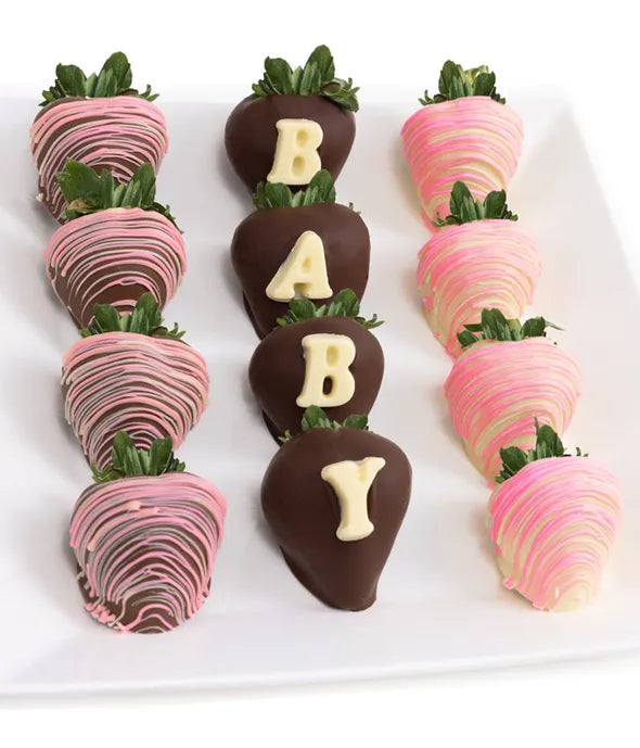 1 Dozen Baby Boy Belgian Chocolate Covered Strawberries - ROSE GARDEN