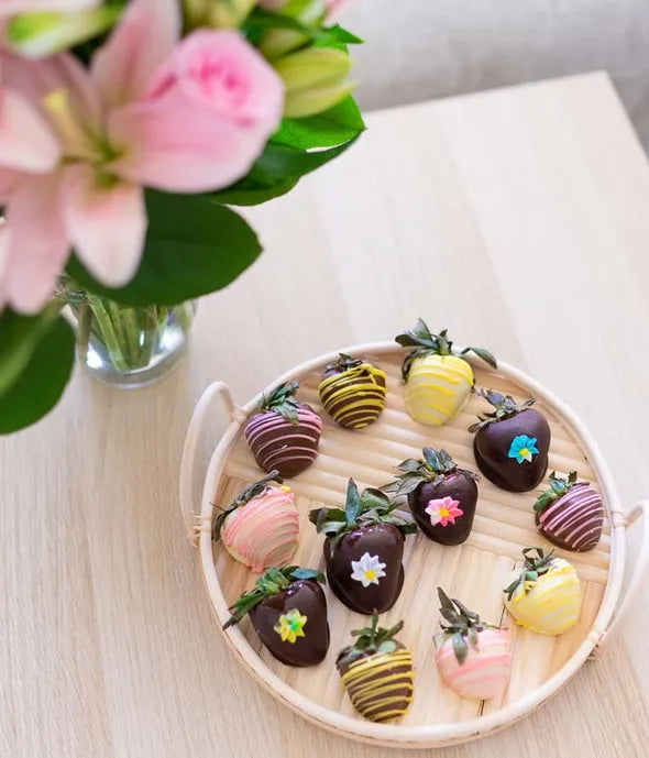 Flower Power Chocolate Covered Strawberries - ROSE GARDEN