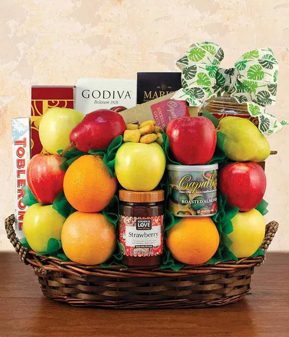 Fresh Delights Fruit &amp; Gourmet Gift Basket - ROSE GARDEN