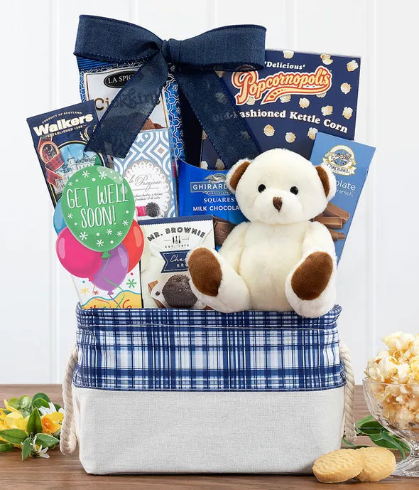 Get Well Beary Soon Gift Basket - ROSE GARDEN