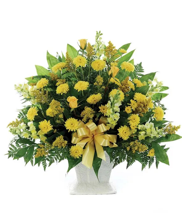 Classic Yellow Mache Bouquet - ROSE GARDEN