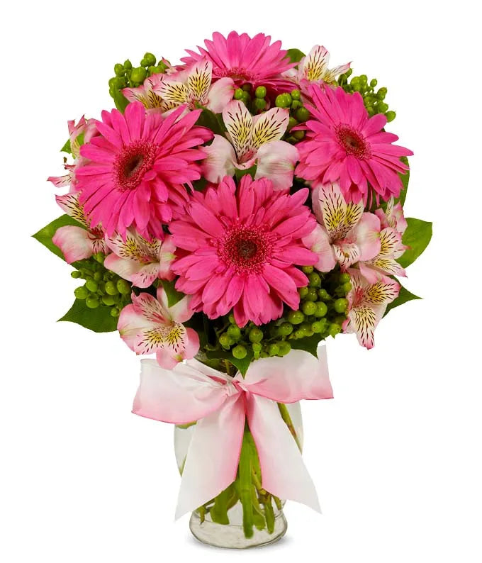 Playful Pink Gerbera Daisy Bouquet - ROSE GARDEN