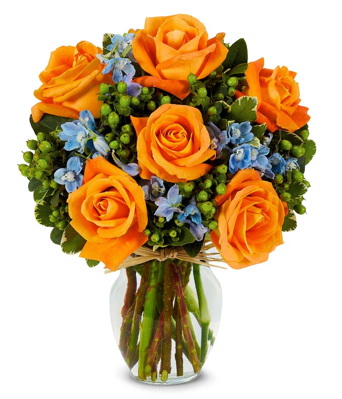 Sunny Orange Rose Bouquet - ROSE GARDEN
