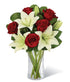 Whimsical White Lily & Red Rose Bouquet - ROSE GARDEN