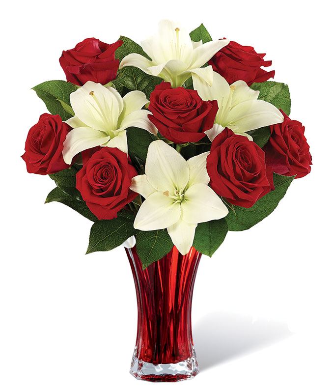 Classic Red Rose &amp; White Lily - ROSE GARDEN