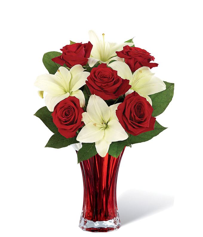 Classic Red Rose &amp; White Lily - ROSE GARDEN