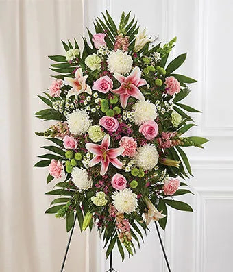 Multicolor Pastel Sympathy Standing Spray - ROSE GARDEN