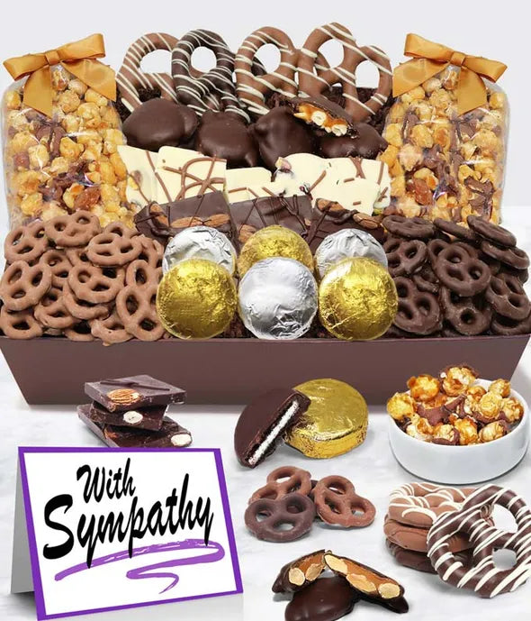 With Sympathy - Belgian Chocolate Covered Snack Tray - ROSE GARDEN