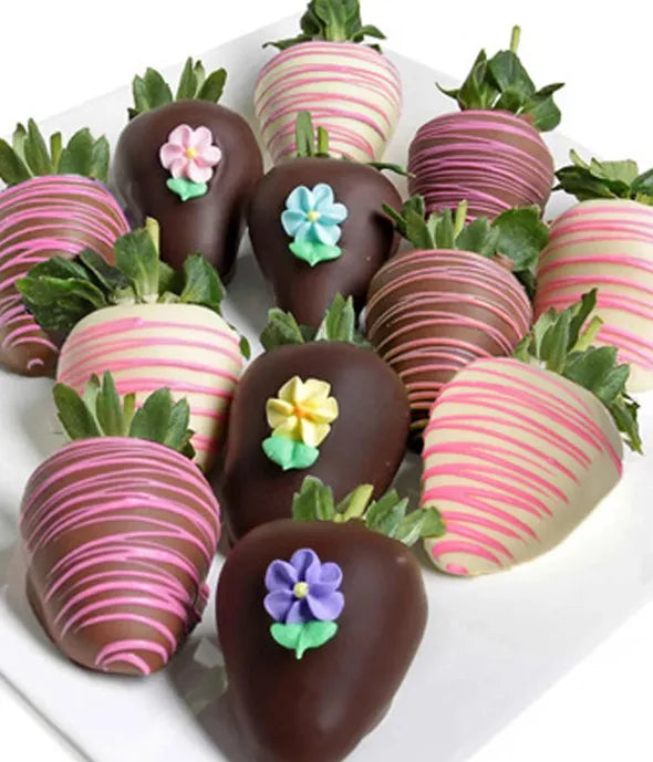 Flower Power Chocolate Covered Strawberries - ROSE GARDEN