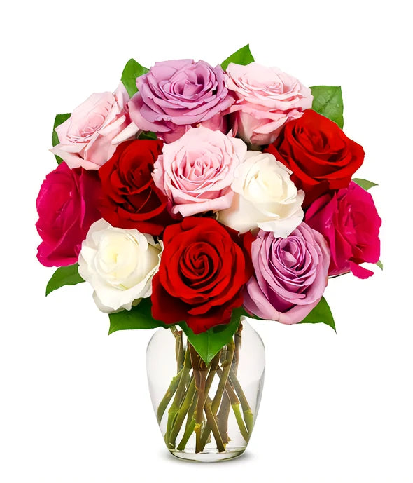 One Dozen Assorted Sweetheart Roses - ROSE GARDEN