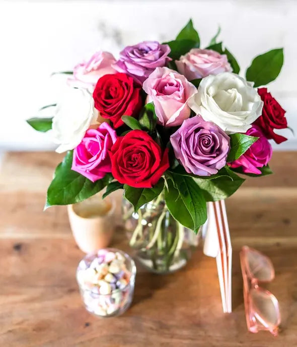 One Dozen Assorted Sweetheart Roses - ROSE GARDEN