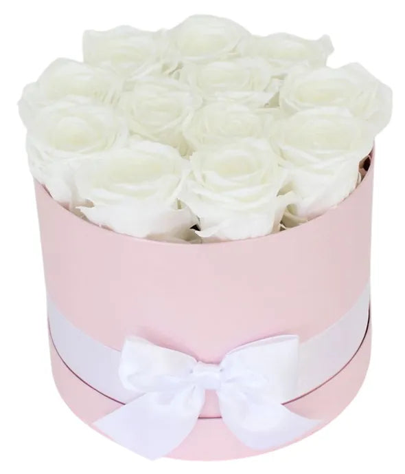 Luxury Dozen Preserved White Roses - ROSE GARDEN