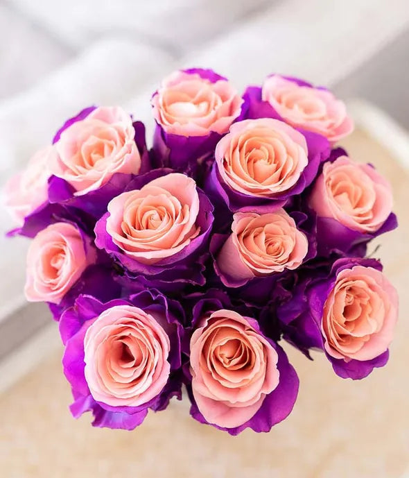 One Dozen Blushing Lavender Roses - ROSE GARDEN