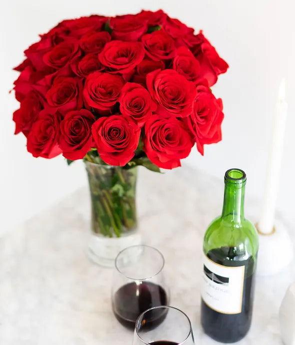 50 Stunning Long Stemmed Red Roses - ROSE GARDEN
